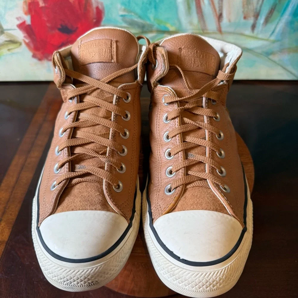 Sz 11M 13W Converse All Star High Street Leather Mid Brown Leather 157471C